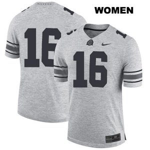 Women's NCAA Ohio State Buckeyes Keandre Jones #16 College Stitched No Name Authentic Nike Gray Football Jersey WM20D87TH